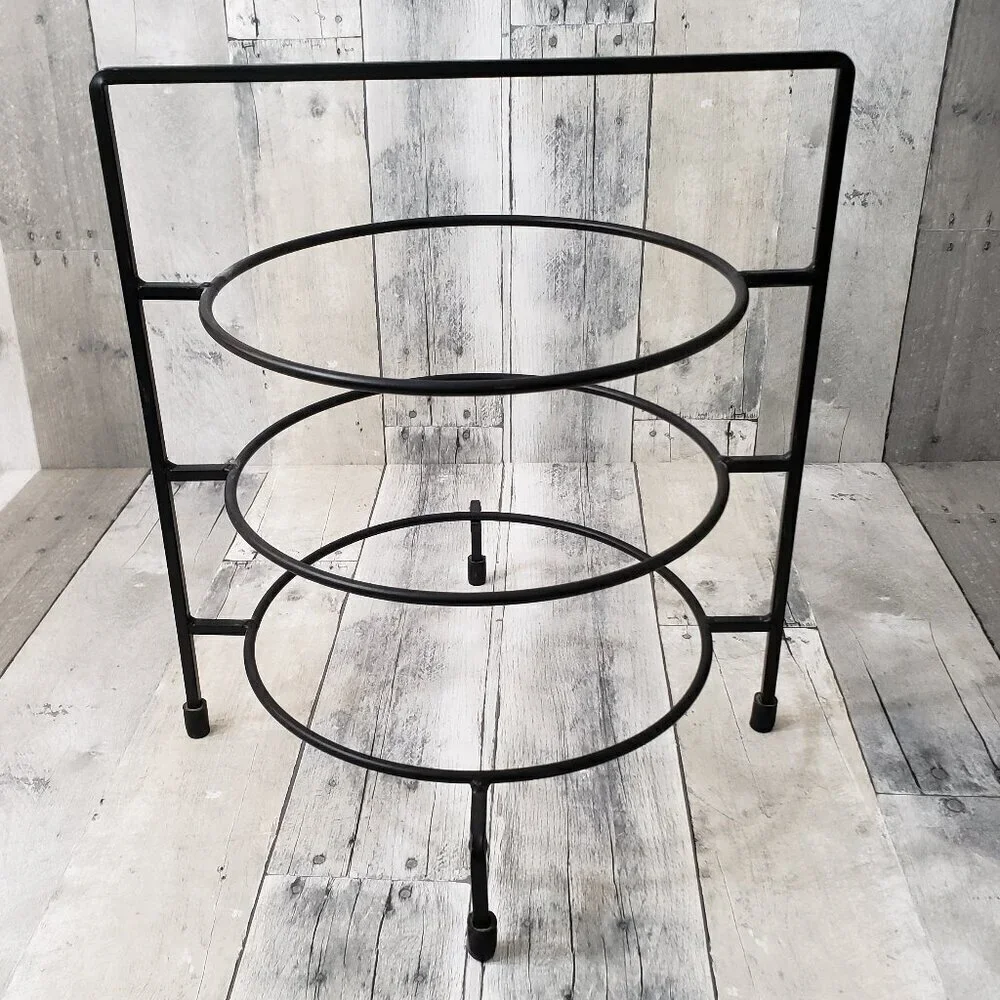 Black Metal 3 Tier Pie Plate Stand